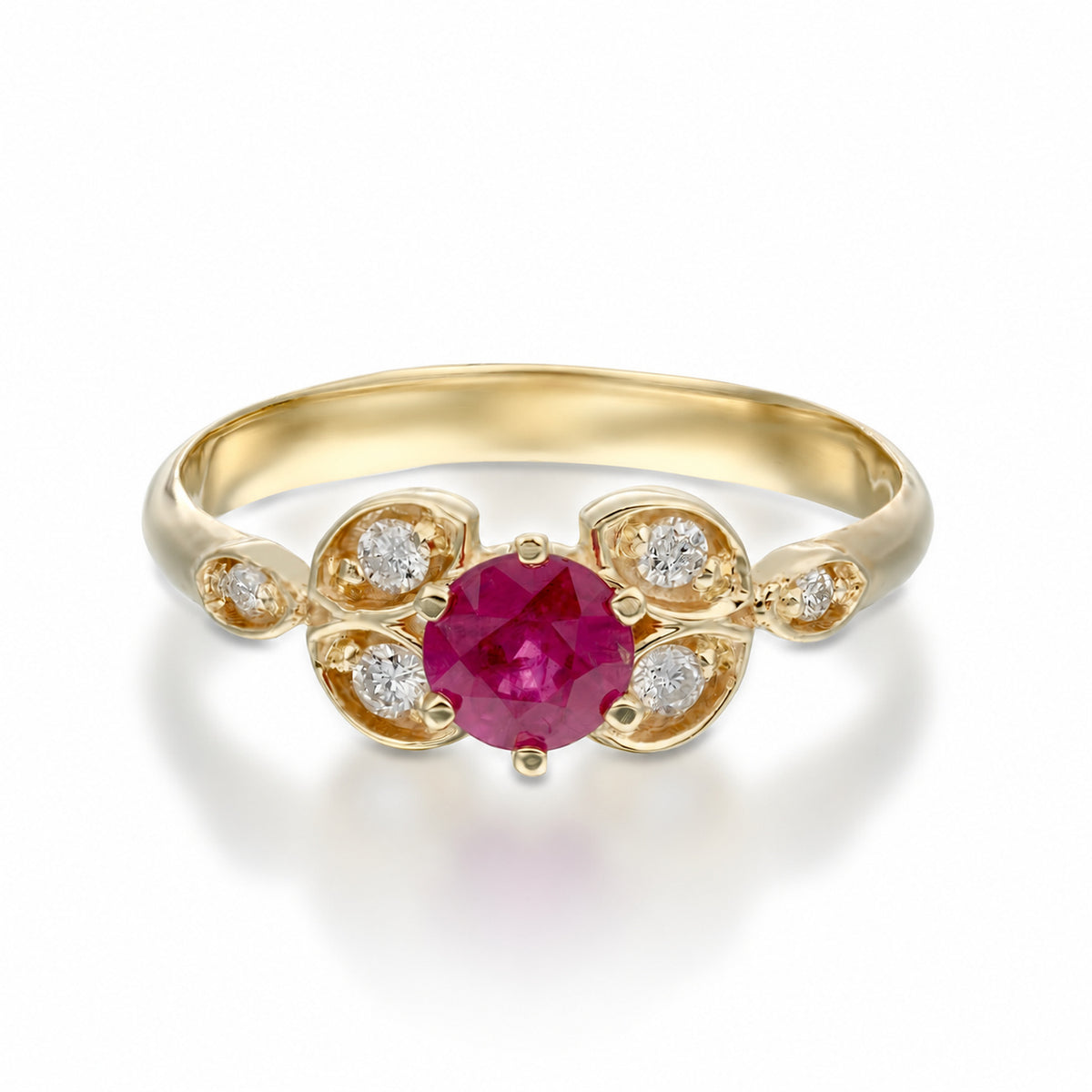 Liv Ruby Ring in 14K yellow gold — front view