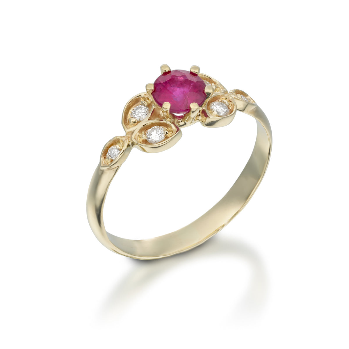 Liv Ruby Ring in 14K yellow gold — angled view