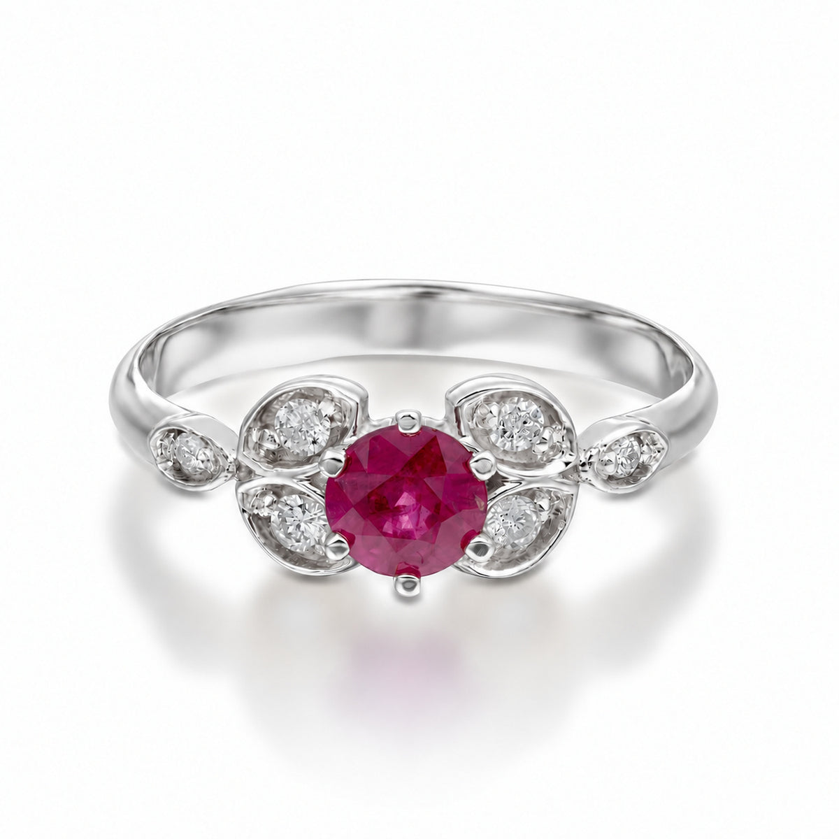 Liv Ruby Ring in 14K white gold — front view