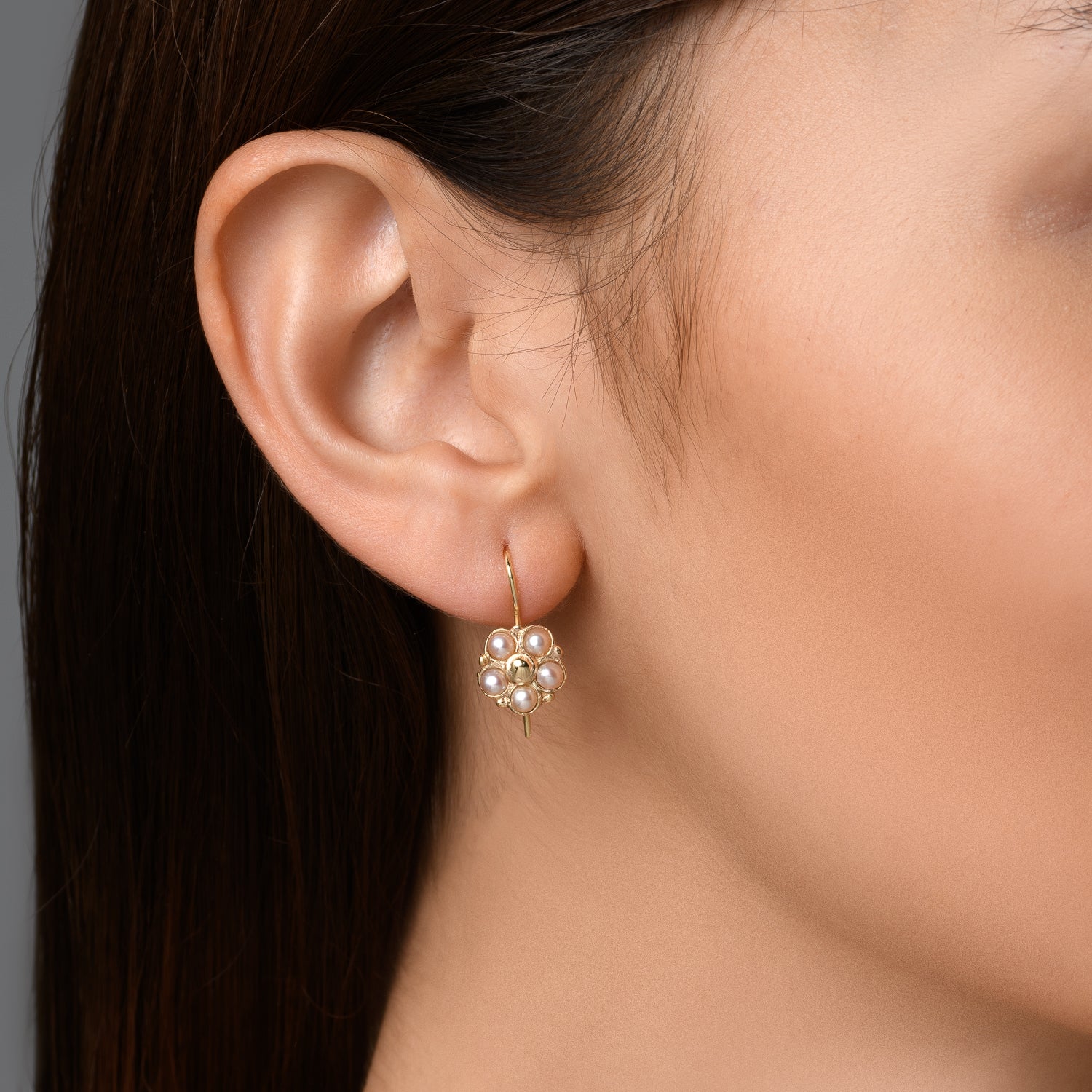 Pink Pearl Flower Earrings