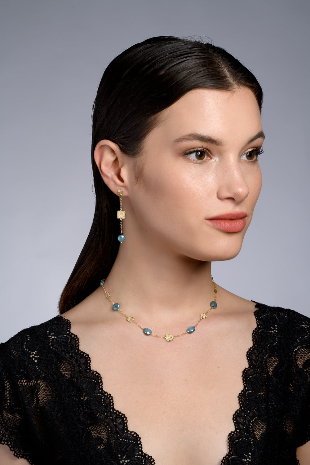 שרשרת פשתן זהב קיאנייט סטייל