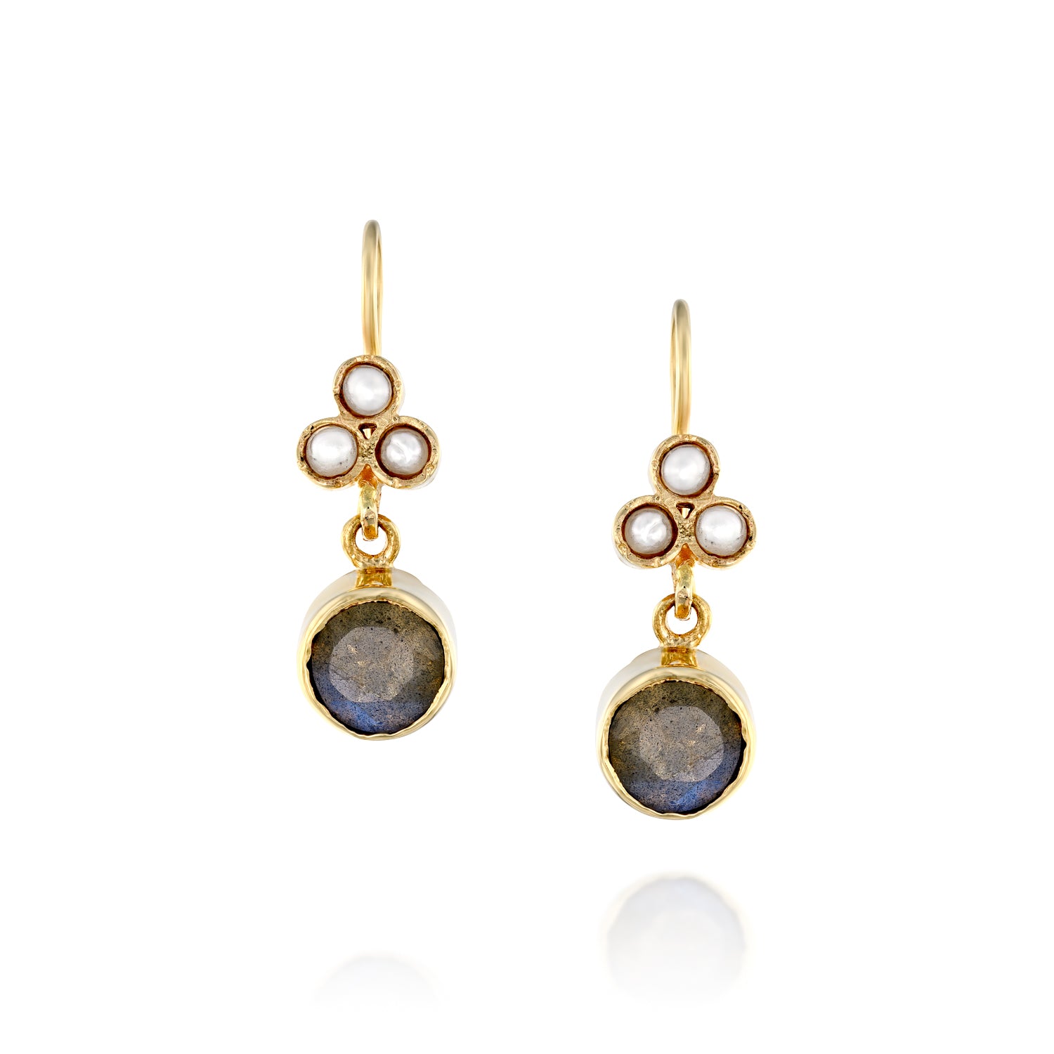 עגילי רנסנס זהב צהוב מונסטון פנינים