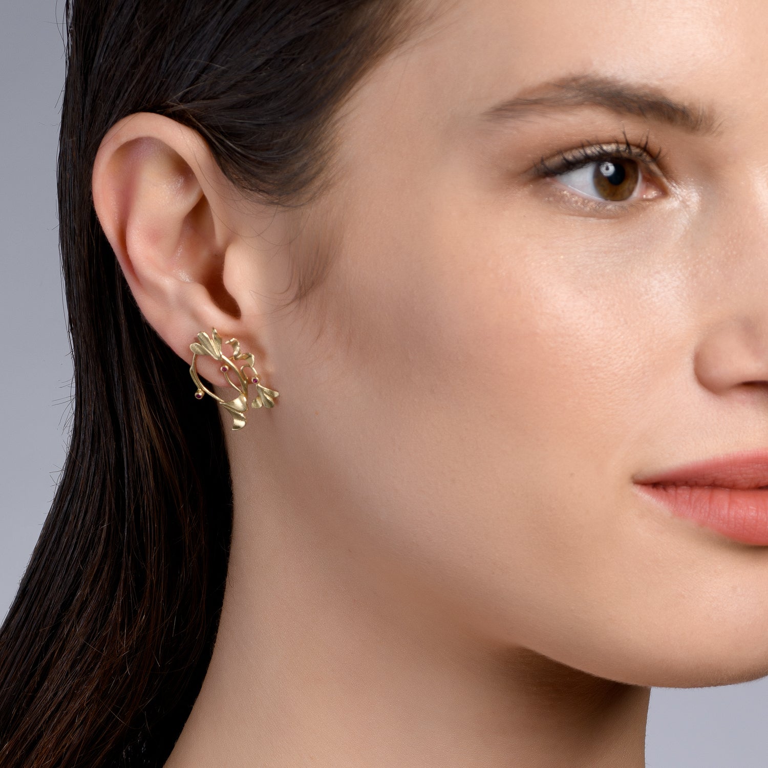 Bouquet Ruby Earrings, detail view