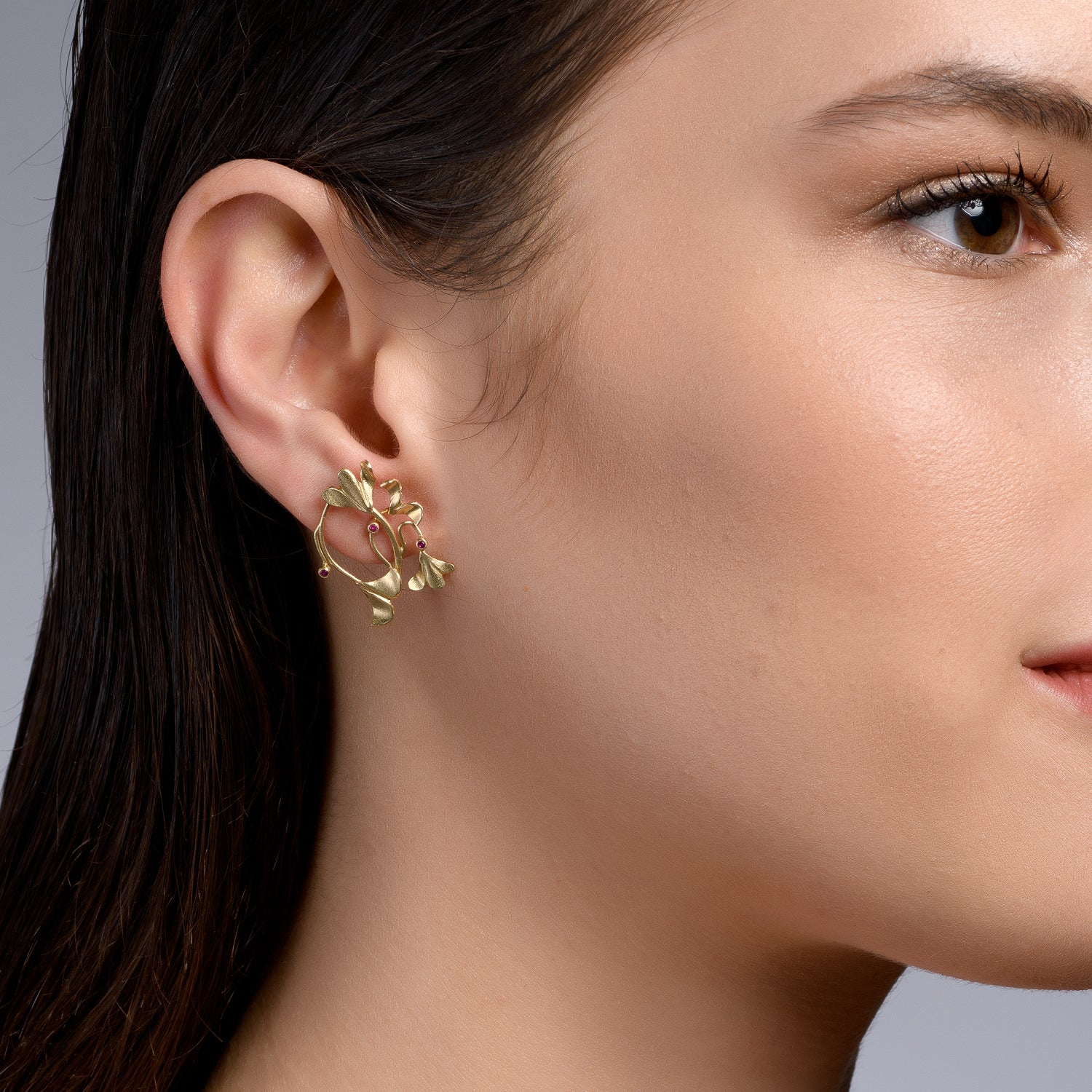 Bouquet Ruby Earrings, detail view