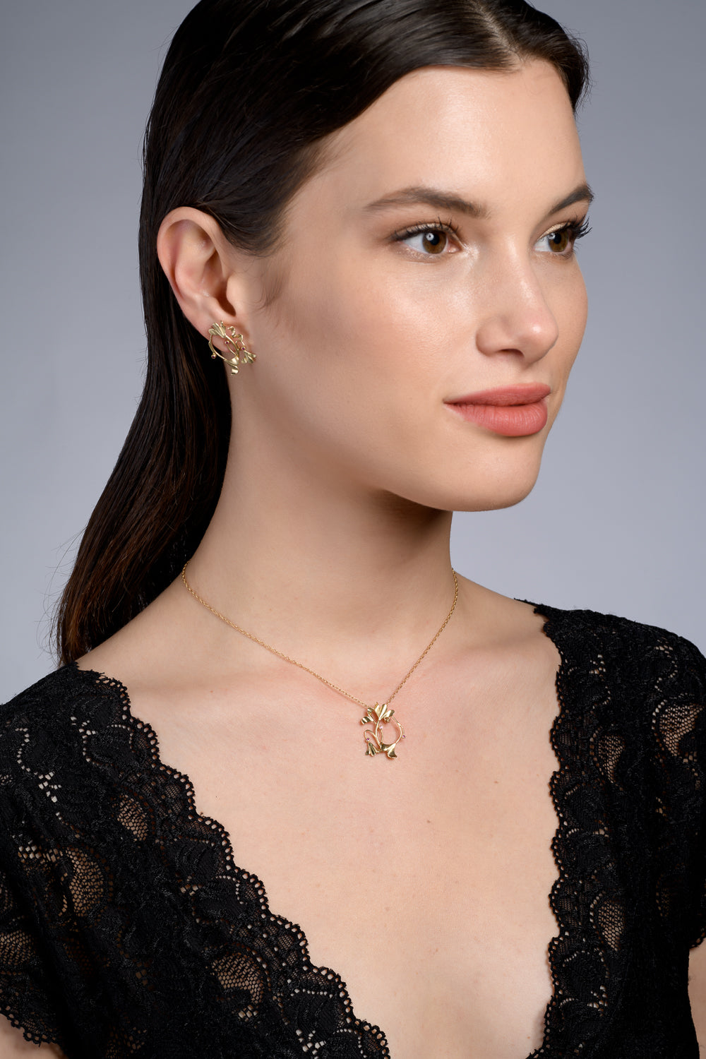 Bouquet Ruby Earrings, shown on a model
