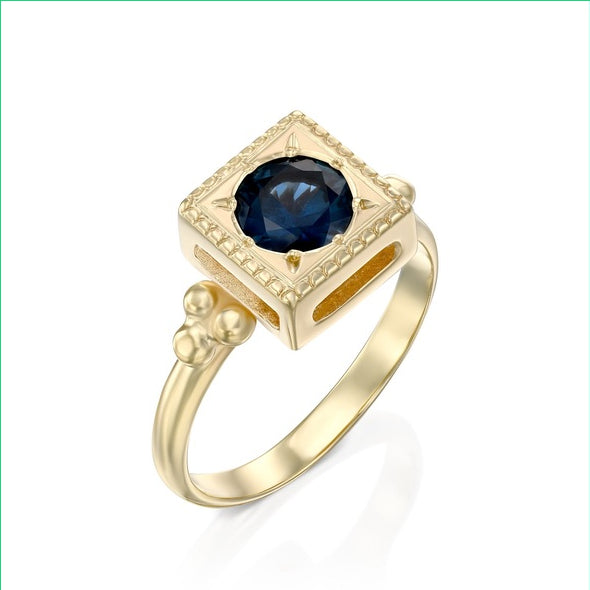 R026 Sophie blue sapphire angled on white background