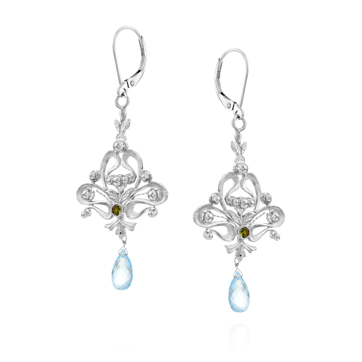 Antalya Silver Tourmaline and Blue Topaz Earrings, alternate view