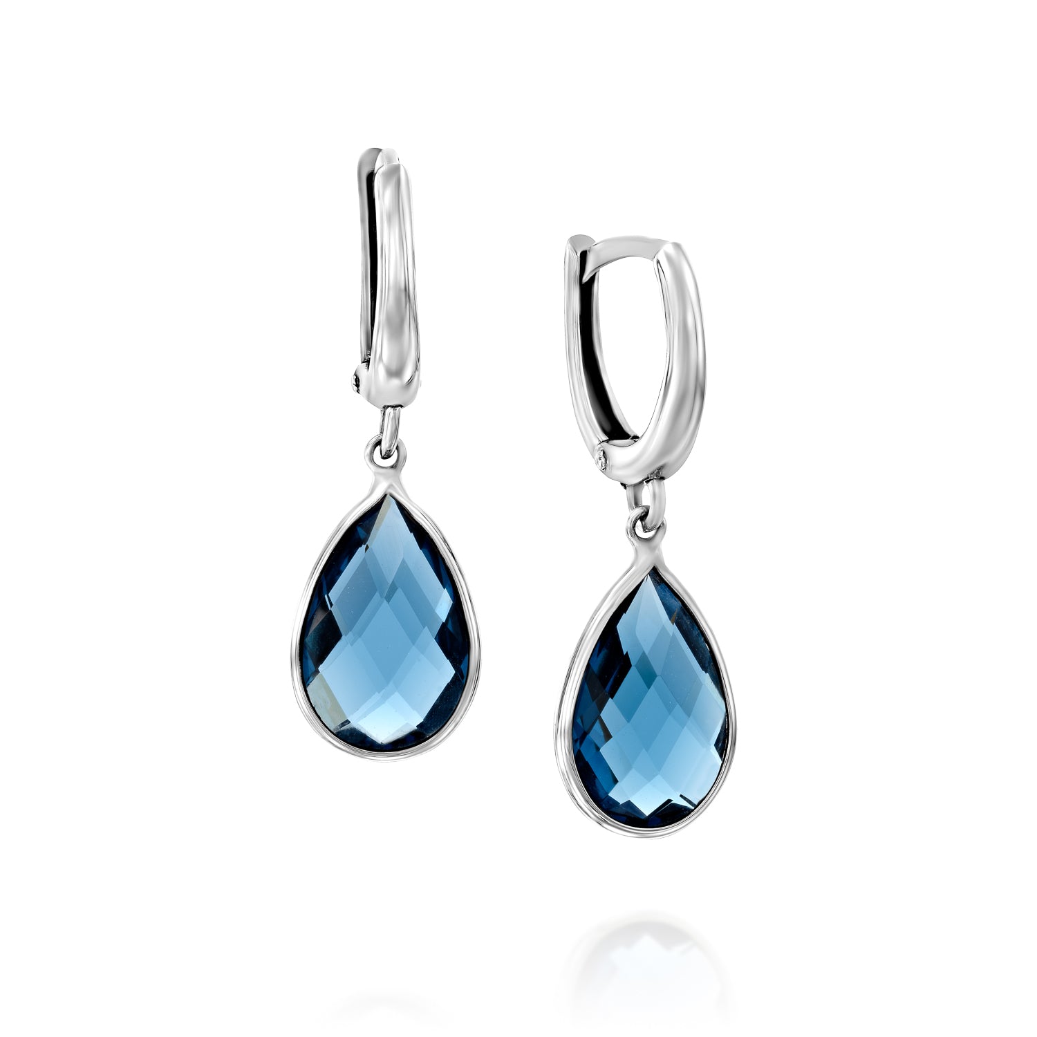 Blue Topaz Drop Earrings, front view